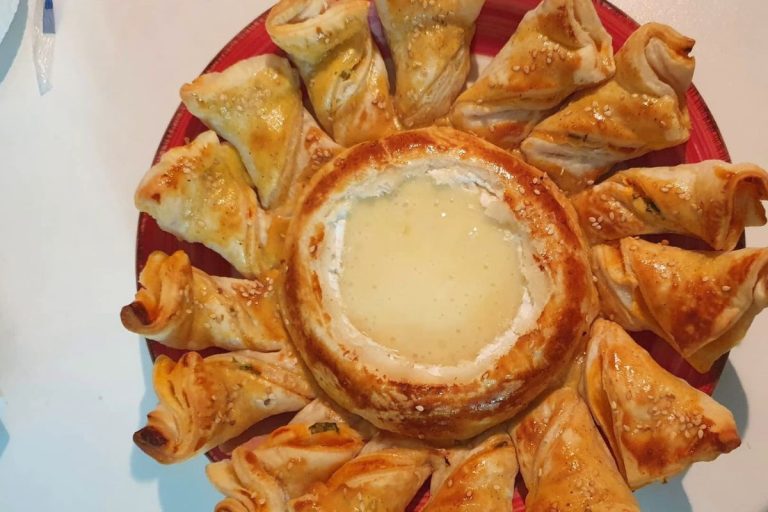 Baked Camembert in Puff Pastry and Pesto